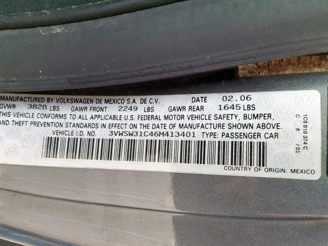 3VWSW31C46M413401 - 2006 VOLKSWAGEN NEW BEETLE Grau Foto 10