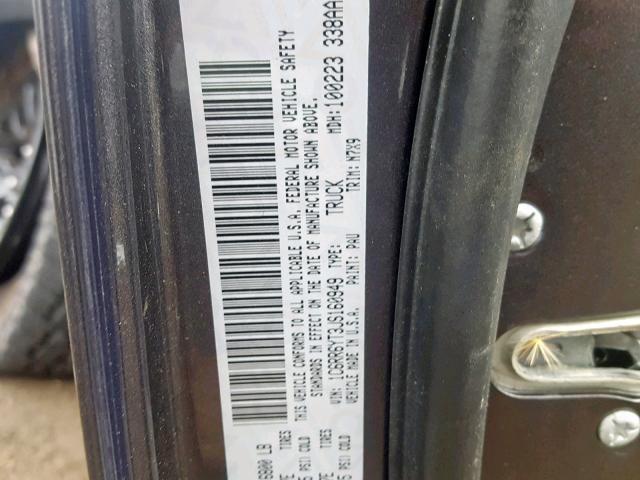 1C6RR6YT3JS160949 - 2018 RAM 1500 REBEL ნაცრისფერი ფოტო 10