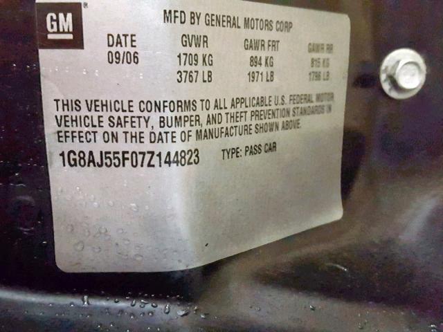 1G8AJ55FX7Z136230 - 2007 SATURN ION LEVEL SILVER photo 10