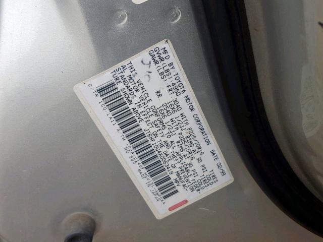 JT6HF10U4X0063419 - 1999 LEXUS RX 300 SILVER photo 10