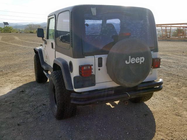 1J4FY19S7WP744234 - 1998 JEEP WRANGLER / WHITE photo 3