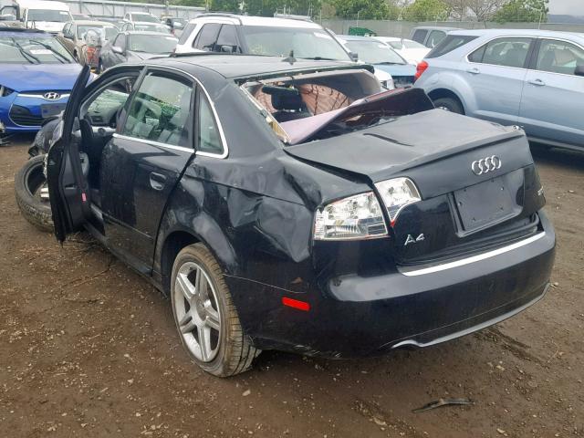 WAUAF78E68A127544 - 2008 AUDI A4 2.0T BLACK photo 3