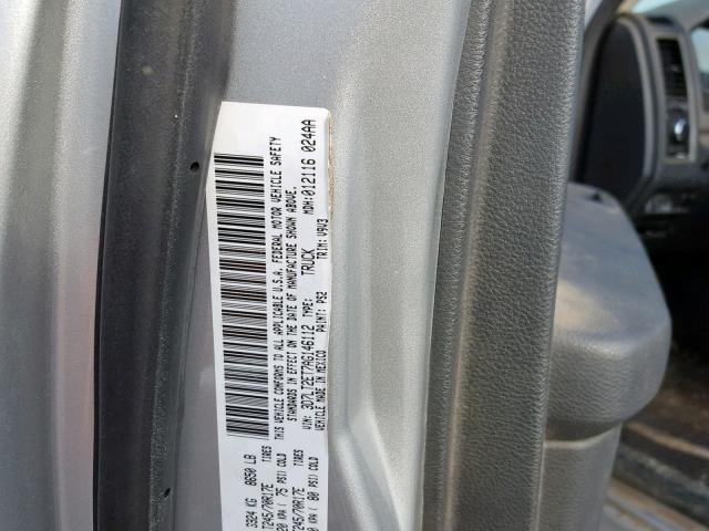 3D7LT2ET7AG146112 - 2010 DODGE RAM 2500 SILVER photo 10