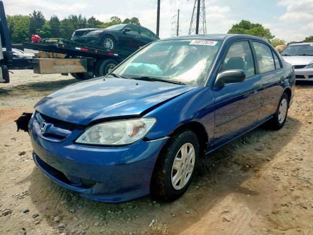 2HGES16335H583594 - 2005 HONDA CIVIC DX V BLUE photo 2