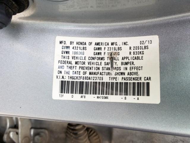 1HGCR2F88DA123705 - 2013 HONDA ACCORD EXL  photo 10