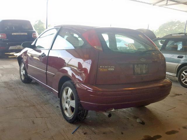 1FAHP31N17W208654 - 2007 FORD FOCUS ZX3 MAROON photo 3