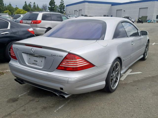 WDBPJ74J14A040593 - 2004 MERCEDES-BENZ CL 55 AMG SILVER photo 4