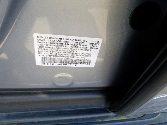 5FRYD4H48GB050130 - 2016 ACURA MDX TECHNOLOGY  photo 10