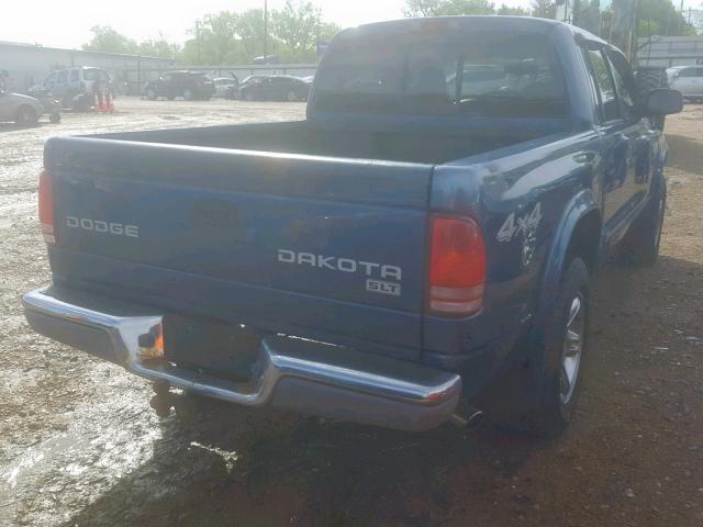 1D7HG48N54S671928 - 2004 DODGE DAKOTA QUA BLUE photo 4