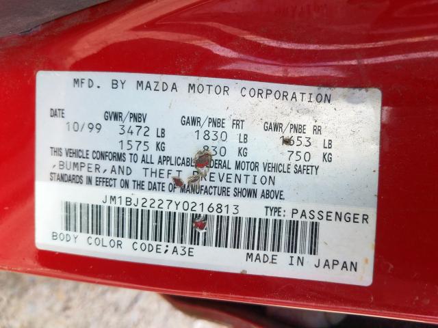 JM1BJ2227Y0216813 - 2000 MAZDA PROTEGE DX  photo 10