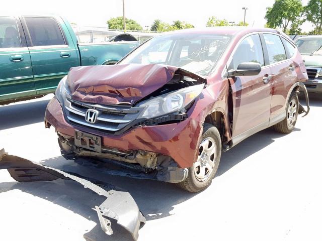 5J6RM3H35EL019784 - 2014 HONDA CR-V LX BURGUNDY photo 2