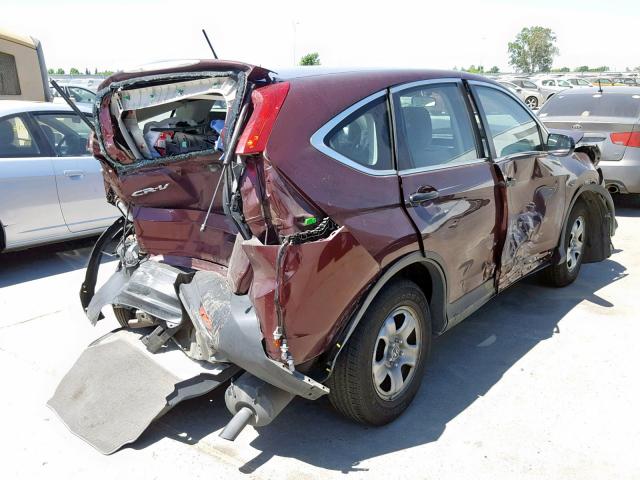 5J6RM3H35EL019784 - 2014 HONDA CR-V LX BURGUNDY photo 4