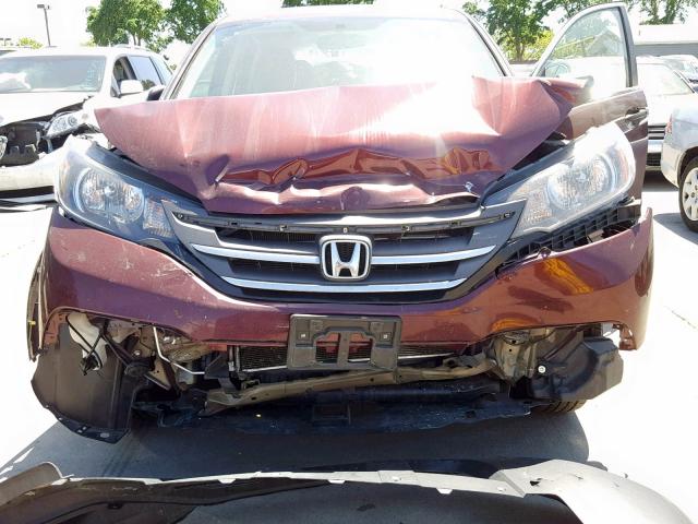 5J6RM3H35EL019784 - 2014 HONDA CR-V LX BURGUNDY photo 7