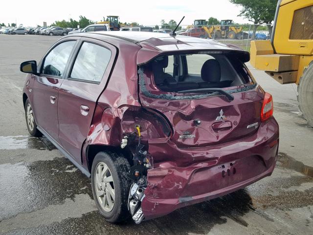 ML32A4HJXHH016121 - 2017 MITSUBISHI MIRAGE SE MAROON photo 3