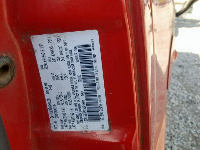 1B7FL26X31S104960 - 2001 DODGE DAKOTA RED photo 10