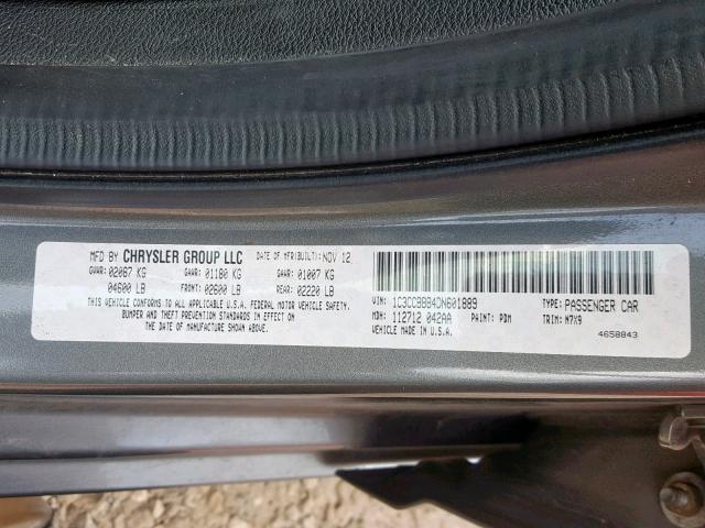 1C3CCBBB4DN601889 - 2013 CHRYSLER 200 TOURIN GRAY photo 10