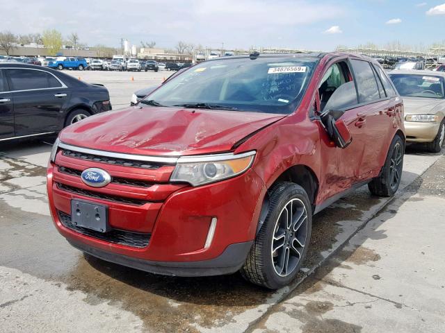 2FMDK4JC7DBC58446 - 2013 FORD EDGE SEL RED photo 2