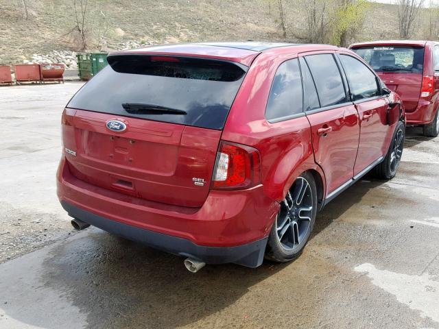 2FMDK4JC7DBC58446 - 2013 FORD EDGE SEL RED photo 4