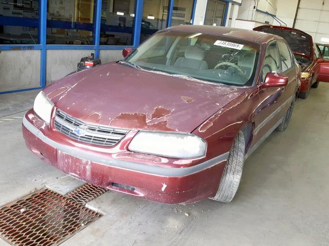 2G1WF55E729105923 - 2002 CHEVROLET IMPALA MAROON photo 2