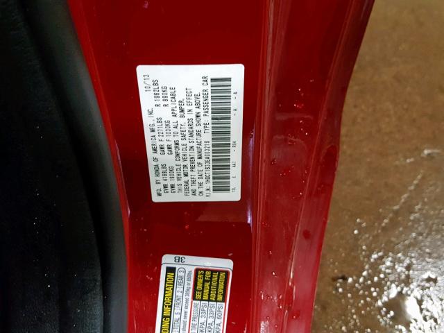 1HGCT1B33EA003219 - 2014 HONDA ACCORD LX- RED photo 10