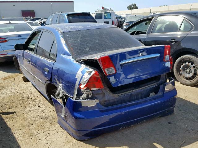 2HGES16405H604457 - 2005 HONDA CIVIC DX BLUE photo 3