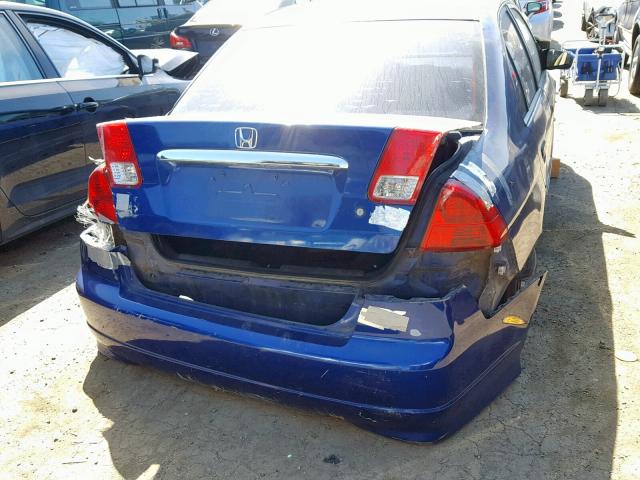 2HGES16405H604457 - 2005 HONDA CIVIC DX BLUE photo 9