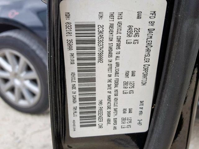 2C3KA53G37H780002 - 2007 CHRYSLER 300 TOURIN BLACK photo 10