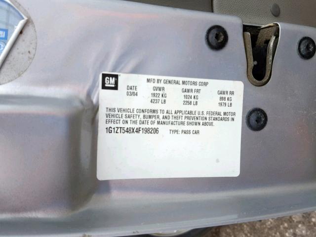 1G1ZT548X4F198206 - 2004 CHEVROLET MALIBU LS SILVER photo 10