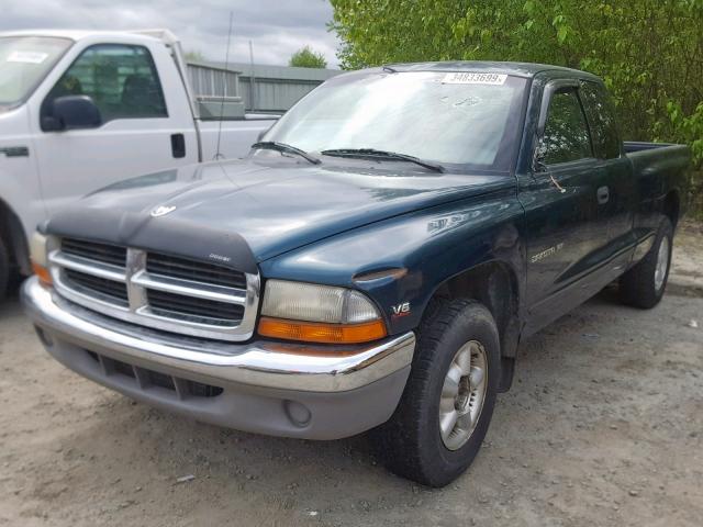 1B7GL23X2VS129458 - 1997 DODGE DAKOTA GREEN photo 2