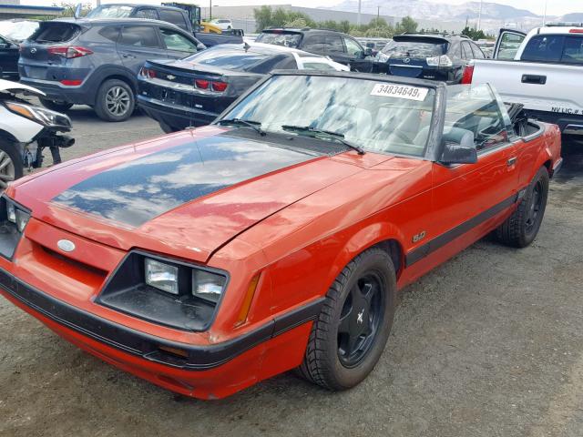 1FABP27M2FF145951 - 1985 FORD MUSTANG LX RED photo 2