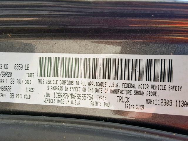 1C6RR7NMXFS555754 - 2015 RAM 1500 LARAM CHARCOAL photo 10