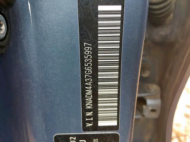 KNADM4A37G6535997 - 2016 KIA RIO LX BLUE photo 10