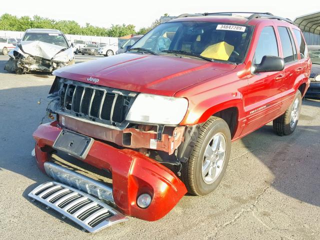 1J8GX58J54C334865 - 2004 JEEP GRAND CHER BURGUNDY photo 2