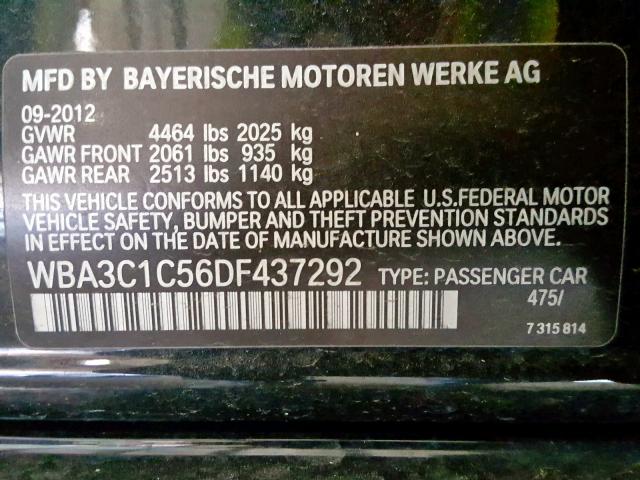 WBA3C1C56DF437292 - 2013 BMW 328 I SULE BLACK photo 10