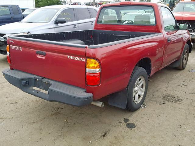 5TENL42N34Z354906 - 2004 TOYOTA TACOMA RED photo 4