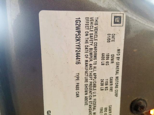 1G2WP52K1YF244416 - 2000 PONTIAC GRAND PRIX 棕色 照片 10