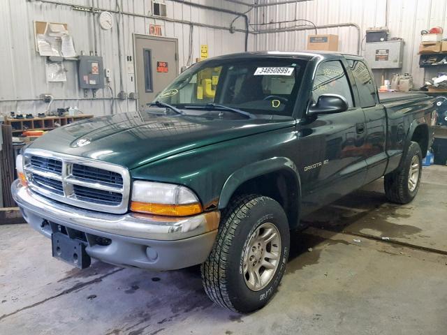 1B7GG42N42S541005 - 2002 DODGE DAKOTA SLT GREEN photo 2