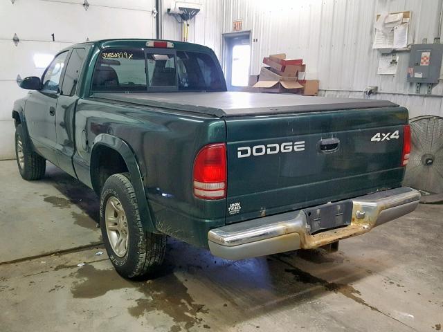 1B7GG42N42S541005 - 2002 DODGE DAKOTA SLT GREEN photo 3