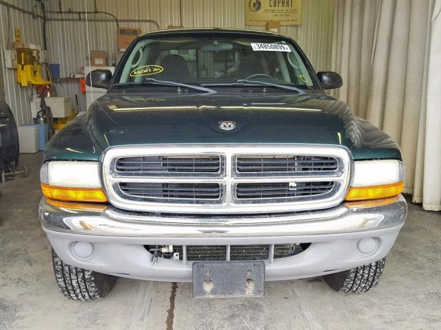 1B7GG42N42S541005 - 2002 DODGE DAKOTA SLT GREEN photo 9