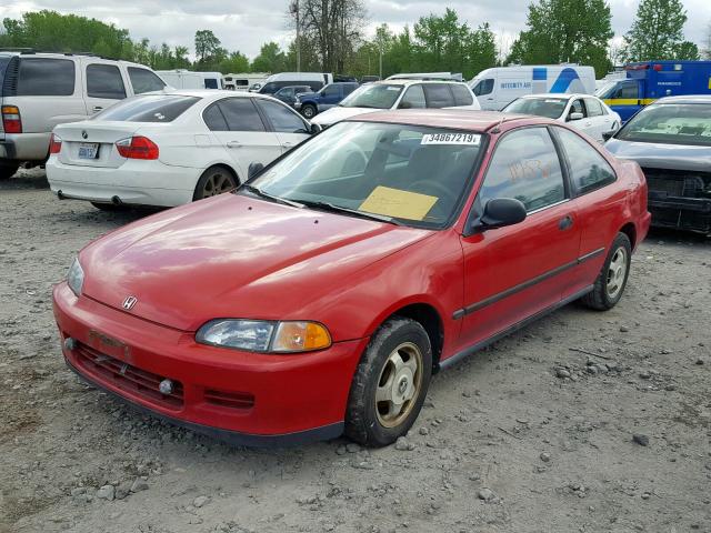 1HGEJ2243PL015200 - 1993 HONDA CIVIC DX RED photo 2