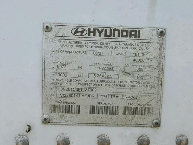 3H3V281C38T187002 - 2008 HYUNDAI DRYVAN WHITE photo 10