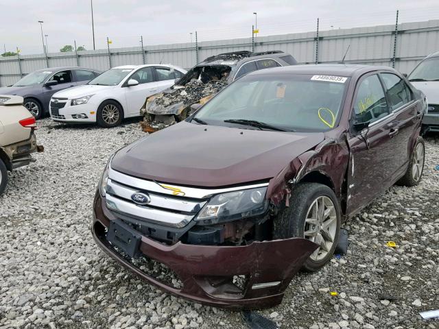 3FAHP0JA5CR185761 - 2012 FORD FUSION SEL MAROON photo 2