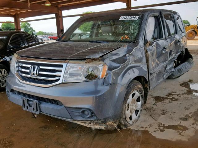 5FNYF3H25CB009792 - 2012 HONDA PILOT LX GRAY photo 2