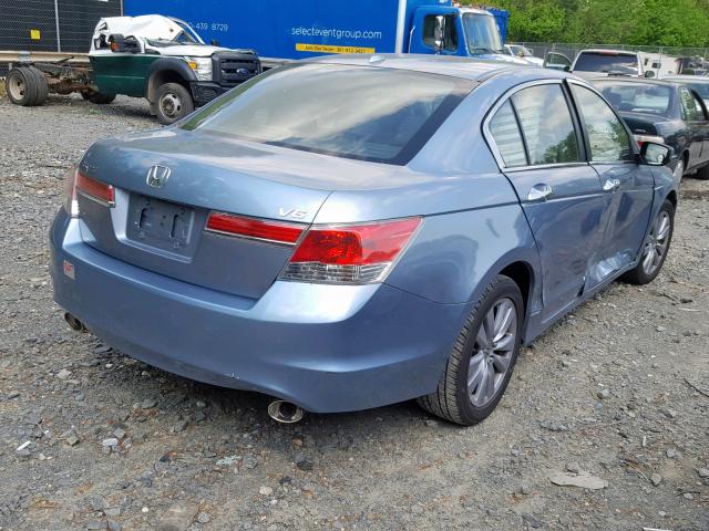 1HGCP3F81BA004581 - 2011 HONDA ACCORD EXL BLUE photo 4