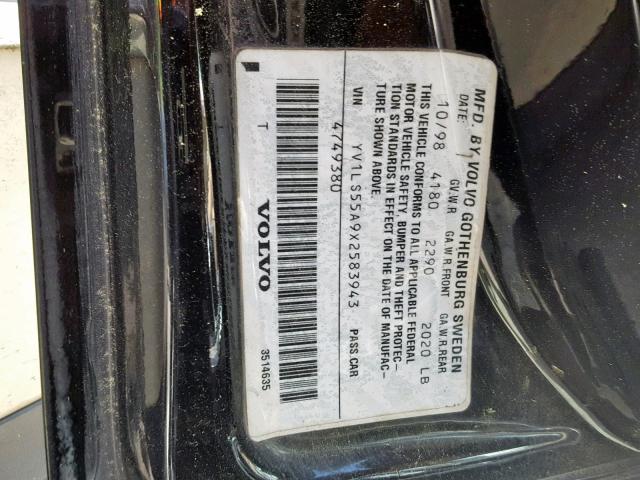 YV1LS55A9X2583943 - 1999 VOLVO S70 BLACK photo 10