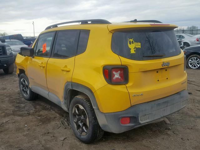 ZACCJBAB7HPE53222 - 2017 JEEP RENEGADE S YELLOW photo 3