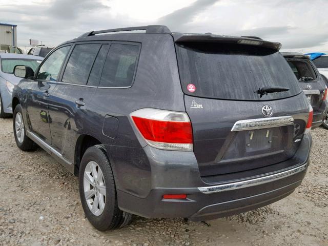 5TDBK3EH7CS162857 - 2012 TOYOTA HIGHLANDER GRAY photo 3