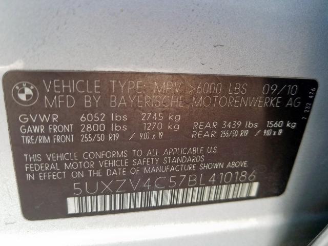 5UXZV4C57BL410186 - 2011 BMW X5 XDRIVE35I  foto 10