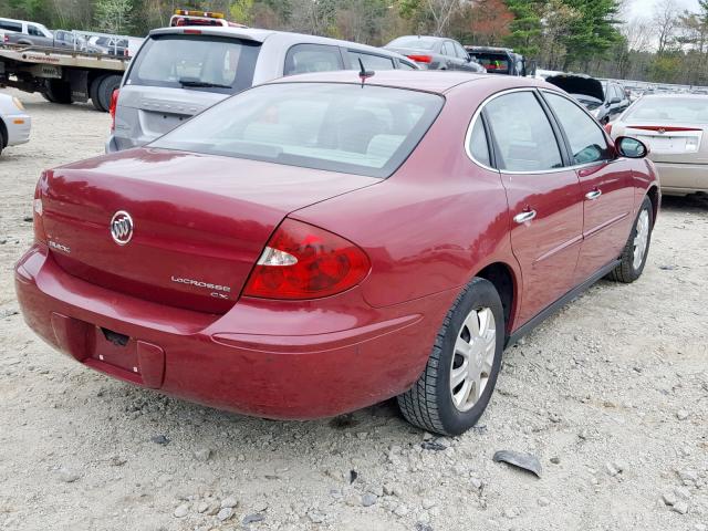 2G4WC582361102339 - 2006 BUICK LACROSSE C RED photo 4