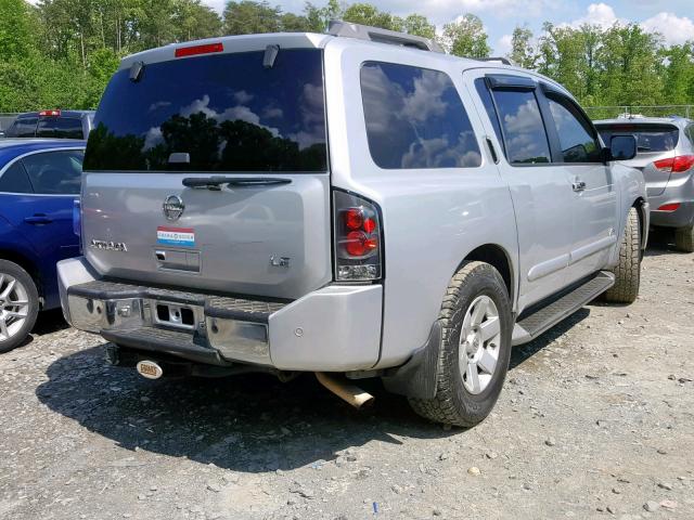 5N1AA08B35N716467 - 2005 NISSAN ARMADA SE SILVER photo 4